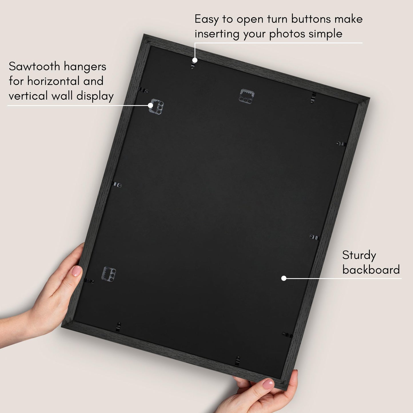 Americanflat 17x23 Picture Frame - Black Engineered Wood with Polished Plexiglass - Matted to 13x19 Photo Size - Hudson Collection - Wide Picture Frame for Wall Display - Black