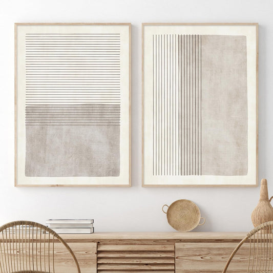 Gray Beige Abstract Wall Art Black Minimalist Line Art Gray Modern Artwork Abstract Gray Painting Minimalist Beige Poster Modern Line Art Prints Neutral Minimalist Wall Art for Bedroom 16x24inx2 No Frame