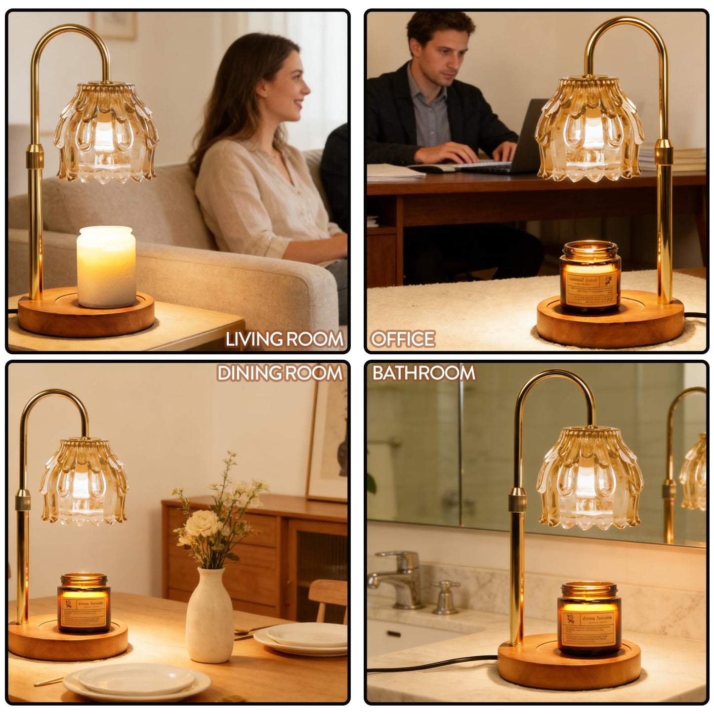 Candle Warmer Lamp with Timer Dimmable, Mother's Day/Birthday Gifts for Women Mom Her, House Warming Gifts New Home, Wax Melt Warmer Modern Farmhouse Decor for Yankee Candle in Bedroom Living Room
