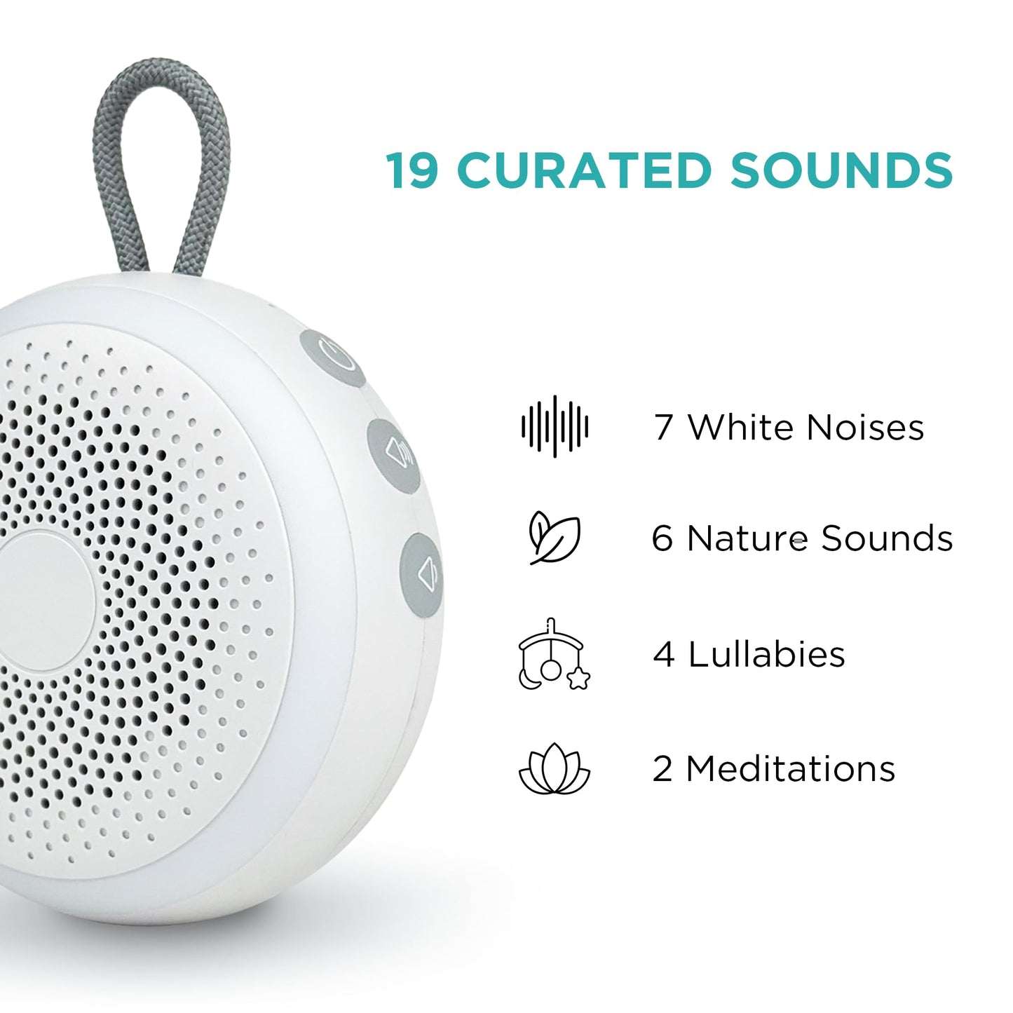 LittleHippo White Noise Machine | Portable Sound Machine for Babies, Kids, Adults | Sleep Soother | 19 Soothing Sounds | Long Battery Life | Travel, Registry, Baby Shower, Gift