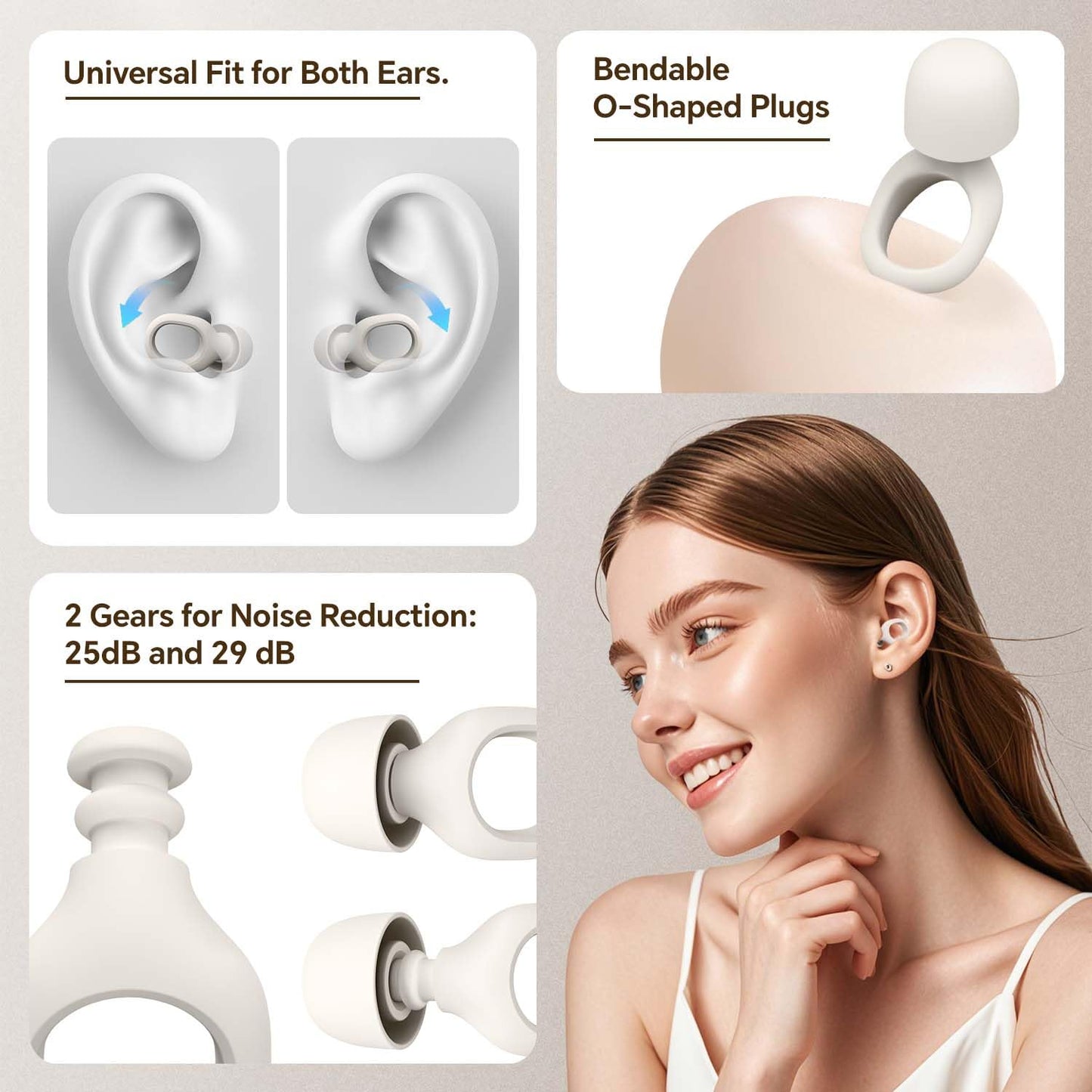 Ear Plugs for Sleeping, 25-29dB Soft Silicone Ear Plugs for Side Sleepers