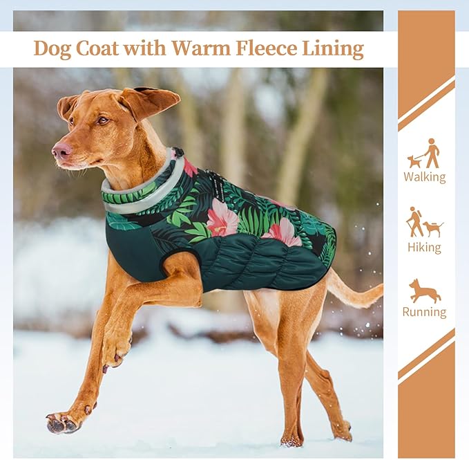 OUOBOB Dog Coats for Small Dogs, Puppy Coat, Warm Winter Jacket, XS Dog Coat with Harness Built in, Waterproof Pet Cold Weather Coats, Puppy Winter Clothes Snowsuit Chihuahua Maltese,XS