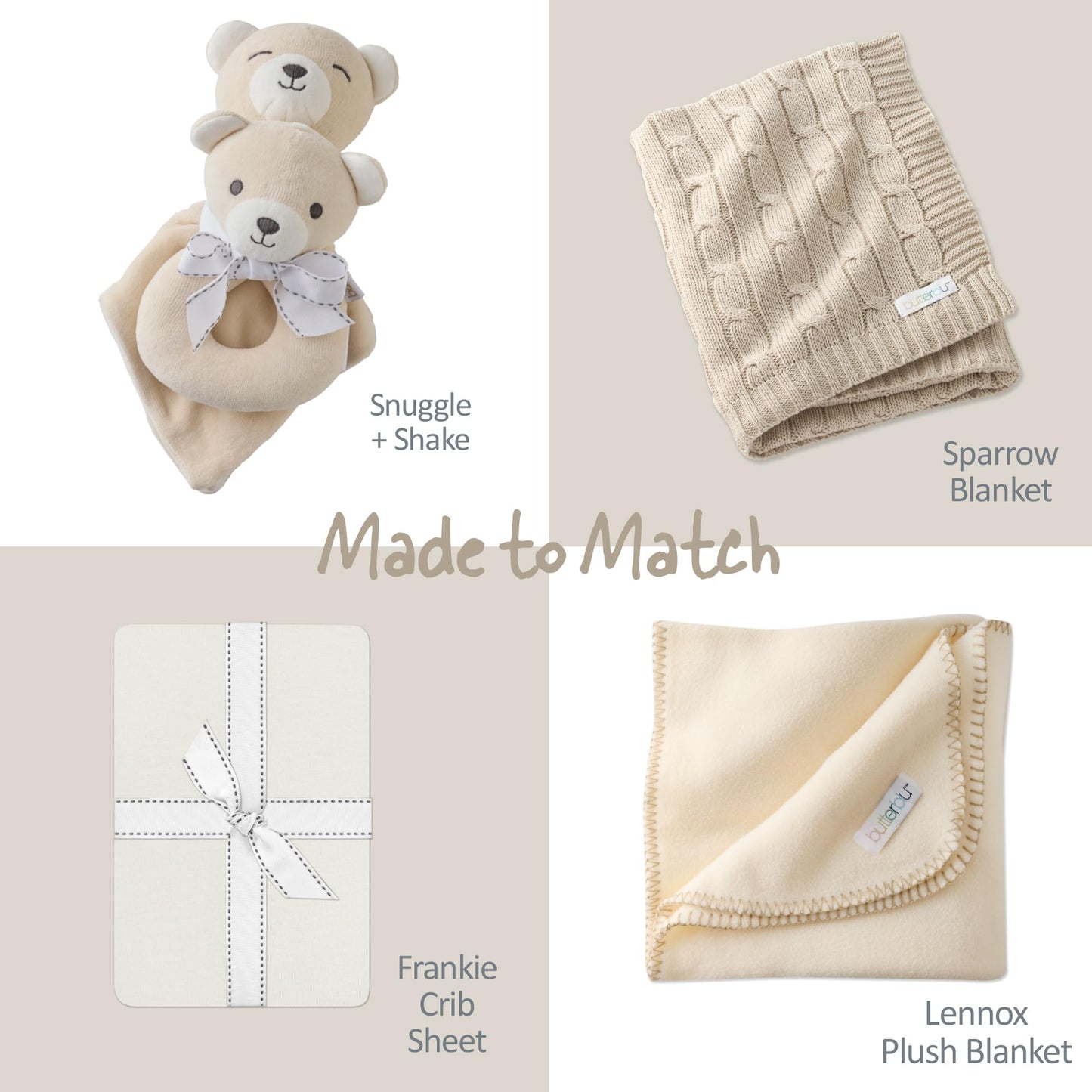 Butterblu Sparrow Sweater Knit Receiving Baby Blanket 100% Organic Cotton Nursery Blanket for Newborn Girls, Boys, Sand, One Size