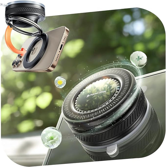 MAGIC JOHN Car Phone Holder for Magsafe [2-in-1 Fragrance Diffuser & Magnetic Phone Holder] 360° Adjustable Car Phone Mount, Phone Holders for Your Car for iPhone 17 Pro Max 16 15 14 13 12 Air Plus