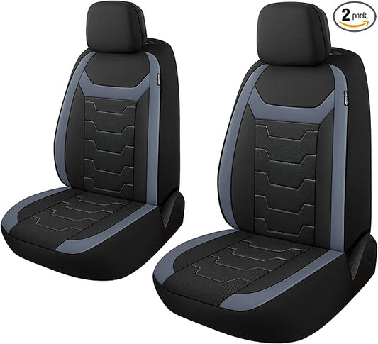CAROMOP Breathable Car Seat Cover 2 Front Seats, 3D Air Mesh Cloth Seat Covers for Cars, Universal Fit Automotive Car Interior Covers for SUV Vans Sedans Trucks(Black/Gray)
