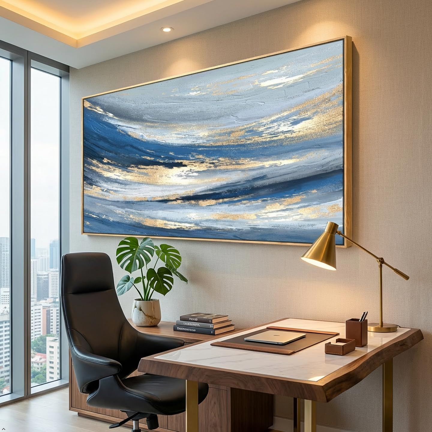 Abstract Wall Art Canvas Paintings Blue Fantasy Modern Large Framed Artwork Decor for Living Room Bedroom Office Painting Home Decor 30"x60"