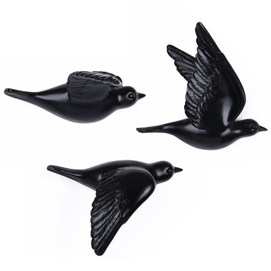 suruim Bird Wall Sculptures Set of 3-3D Wall Art Decor for Living Room, Home Decor Modern GoldEN Wall Decor & Bird Gallery Wall Art (Black)