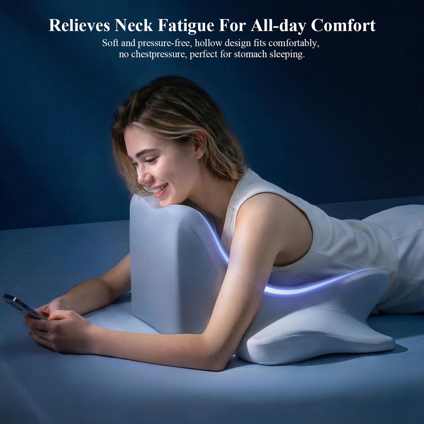 Wedge Pillow for Headboard, Reading Pillow for Bed, Contour Memory Foam Pillow for Sleeping Leaning and Lying, Ergonomic Support Neck Pillow for Side for Bed Couch Floor with Removable Washable Cover