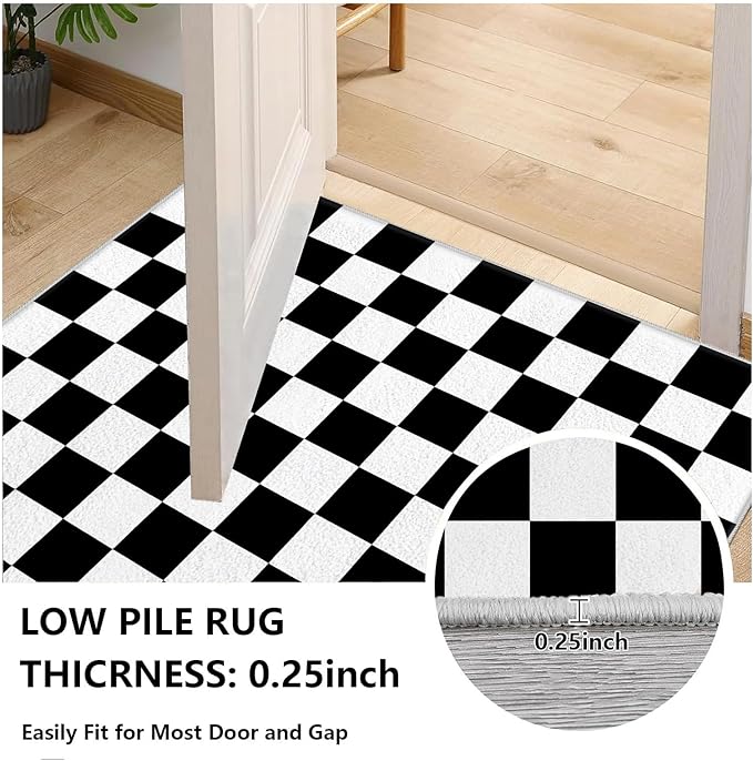 Black and White Checkered Rug for Living Room, 5x7 Area Rugs, Checkered Area Rug, Geometric Plaid Large Rugs, Geometrical Washable Non Slip Retro Carpet Home Floor Decor