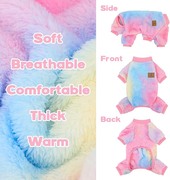 XPUDAC Dog Sweater, Dog Winter Clothes for Small Medium Dogs Girl Boy Fleece Doggy Pajamas for Winter Christmas, Tie-Dye02, Medium