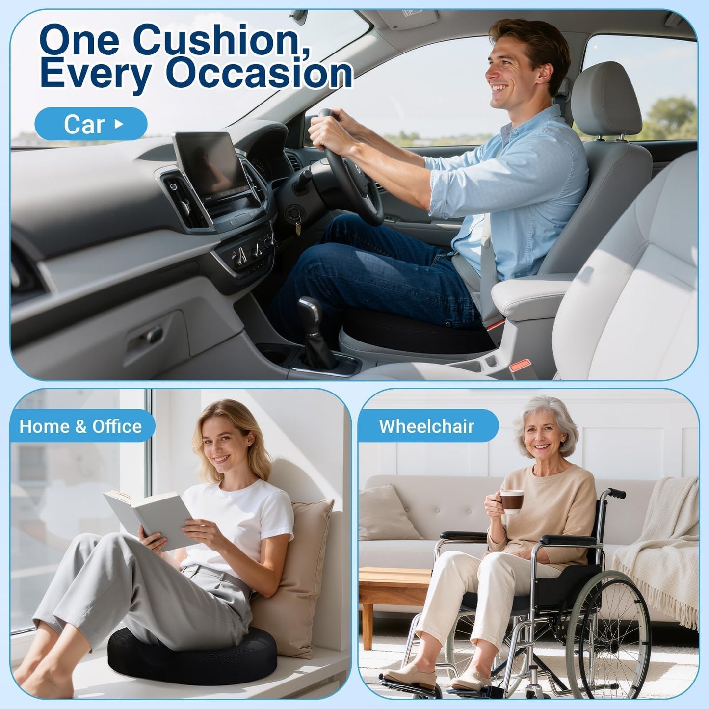 CushZone Donut Pillow Seat Cushion for Postpartum Pregnancy, Large Ergonomic Chair Seat Cushions, Office Chair Cushion, Breathable Hemorrhoid Pillow, Lifting Chair Pads for After Surgery(Black)