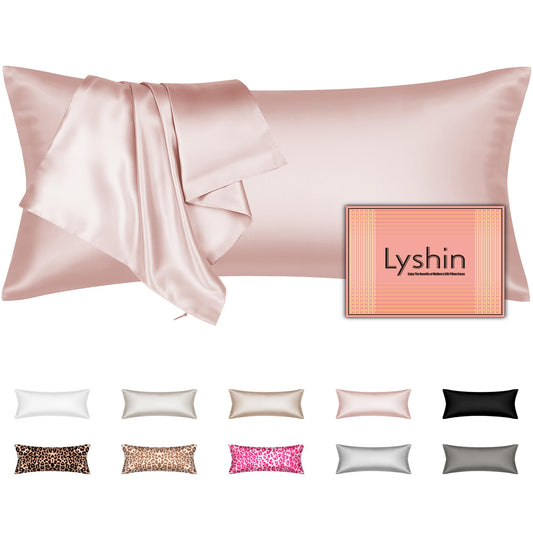 Silk Body Pillow Cover with Zipper, Mulberry Silk Pillow Cases Body Size, Ultra Smooth and Soft Breathable Cooling Silk Satin Body Pillowcase for Hair and Skin, Coral Pink (20x54 Inches, 1 Pack)