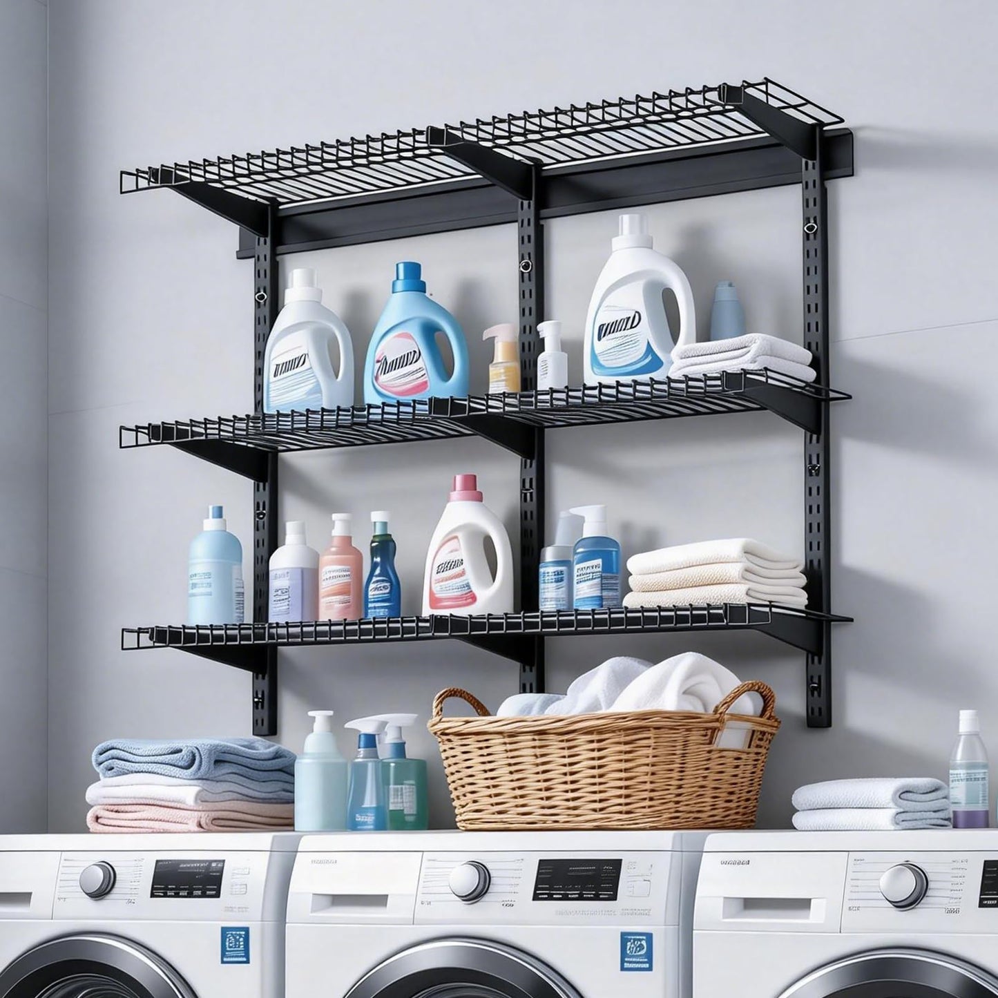 VEVOR 3-Tier Heavy Duty Wall Garage Shelving, 1 x 3 ft Steel Wall Mounted Shelving Unit, 11 x 36 Inch Per Shelf Floating Storage Metal Rack for Garage with 450 lbs Total Weight Capacity, Black