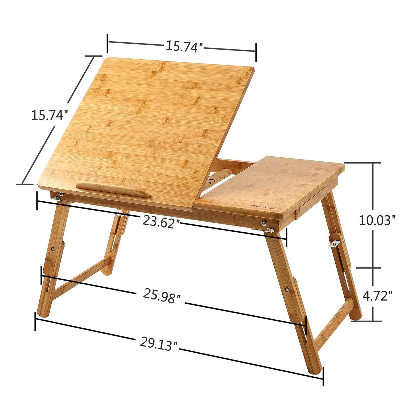 Laptop Desk Nnewvante Bamboo Bed Tray Adjustable Foldable Desk Bed Serving w' Tilting Drawer