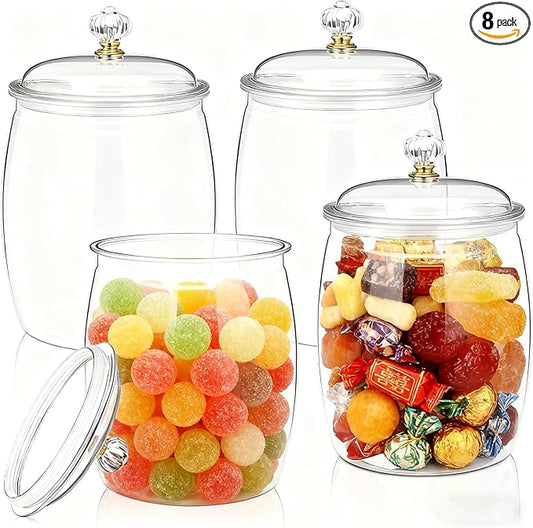 Wtyouesm 4 Pack Airtight Plastic Candy Jars with Locks, Clear 64 oz Cookie & Snack Storage Containers - Leakproof, Kitchen Pantry Organization for Home, Wedding, Bathroom Decor