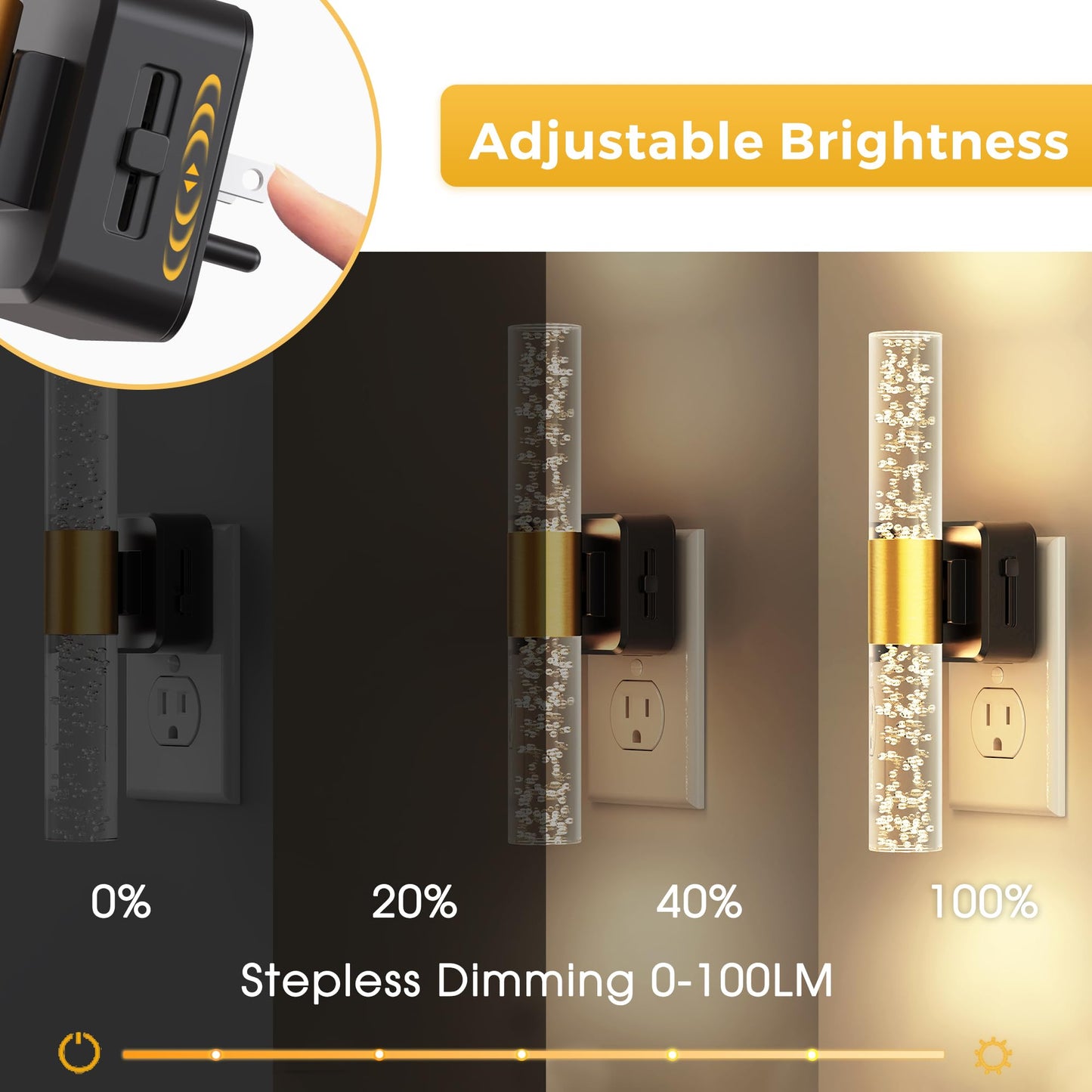 L LOHAS LED Rotating Night Lights Plug into Wall, [3 Pack] Soft Warm Nightlight with Light Sensor for Bathroom Kitchen
