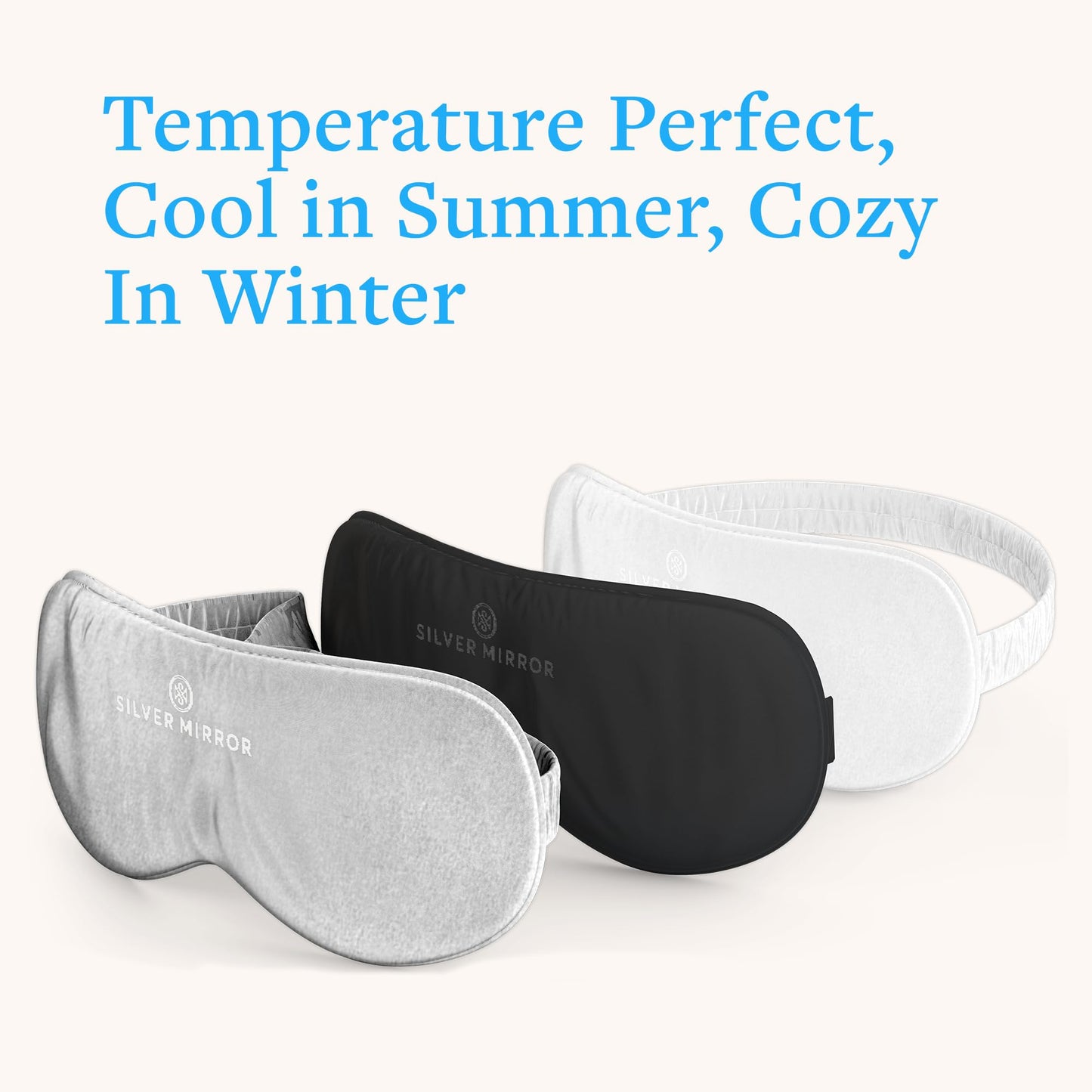 Sleep Mask in Silver, 100% Silk, Pure Mulberry Silk, Light Blocking Eye Mask with Elastic Strap for Sleep & Travel, Ultra Soft, No Pressure, Reduce Puffy Eyes, Machine Washable, By Silver Mirror