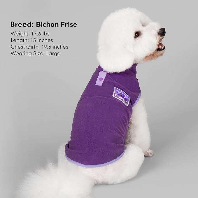 cyeollo Dog Sweaters for Medium Dogs Girl, Turtleneck Stretchy Pullover Fleece Dog Jacket, Warm Lightweight Winter Pet Clothes, Purple XL