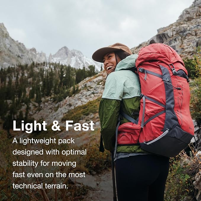 Osprey Tempest 44L Women's Lightweight Hiking Backpack - Daypack for Travel & Camping, Red Pampas/Coal Grey, M/L