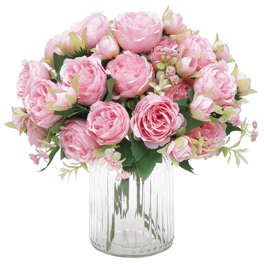MARTINE MALL 2 Packs Peonies Artificial Flowers, Light Pink Artificial Peonies, Silk Peonies Flowers Fake Peonies Artificial Flowers Peonies Bouquet for Centerpiece Table Wedding Party Home Decor