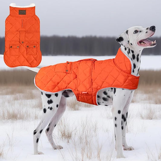 KYEESE Dog Coat Soft Pet Sweater with Leash Hole Windproof Dogs Jacket with Fleece Lined Waterproof Dog Coats for Large Dogs Warm Cat Clothes for Cold Weather Thick Pet Winter Puffer Coat with Pocket