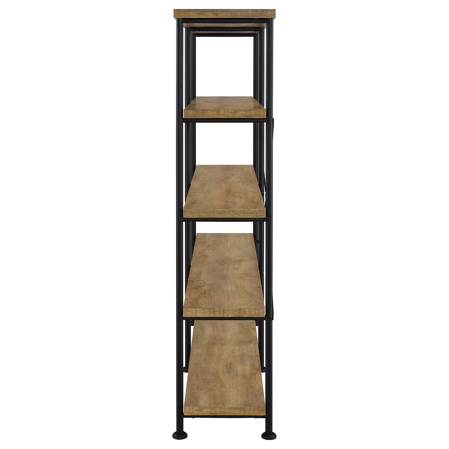 Coaster Home Furnishings - Analiese - Wood and Metal - 4-Tier Double Bookshelf with Open Shelves, X-Back Bracing, and Rectangular Frame - Home Office - 63-Inch - Mango - 801853