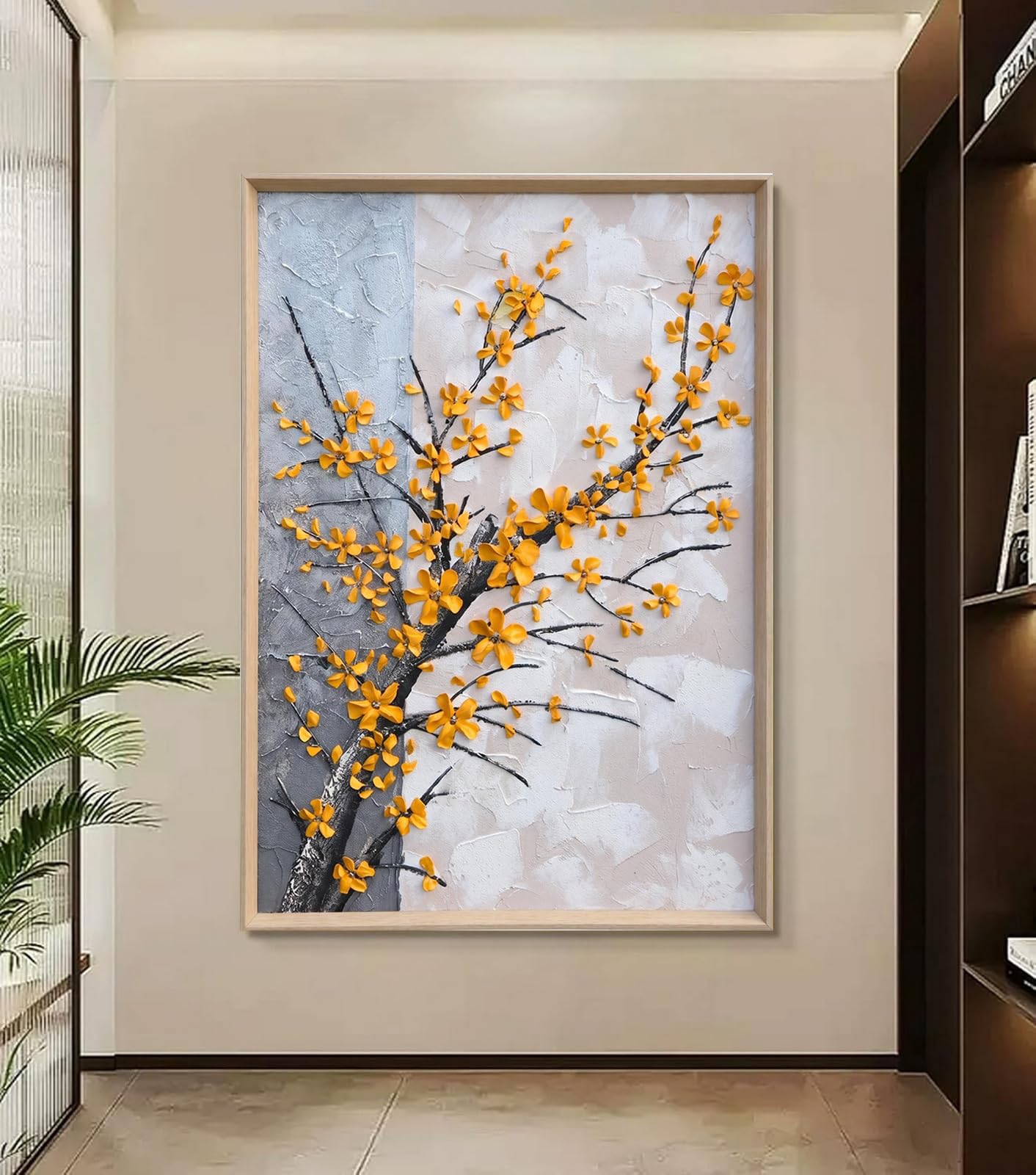 Hand Painted Plum Plossom Flower Canvas Wall Art for Living Room