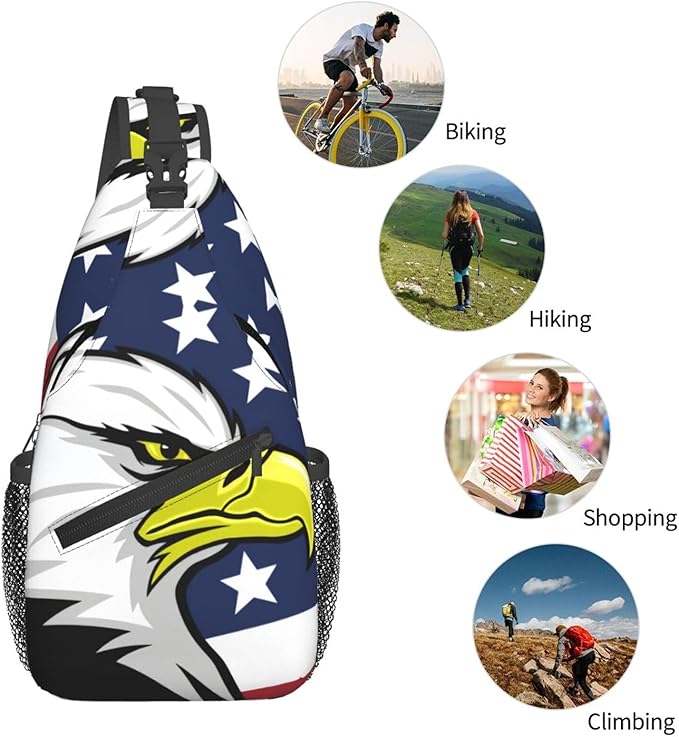 American Flag Sling Bag Multipurpose Crossbody Sling Backpack Travel Cycling Hiking Shoulder Bag For Women Men