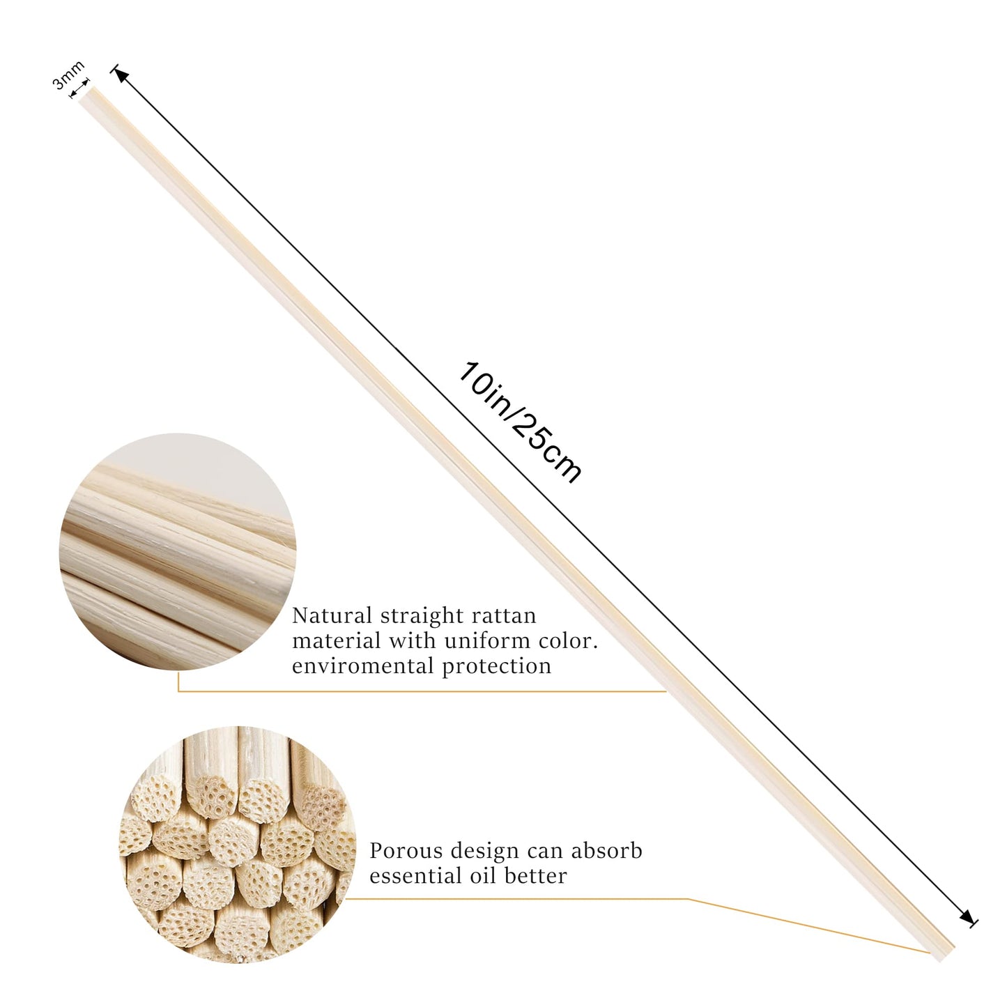 VFULIE 100PCS Reed Diffuser Sticks, Refill Replacement for Aroma Fragranc (100, Brown)