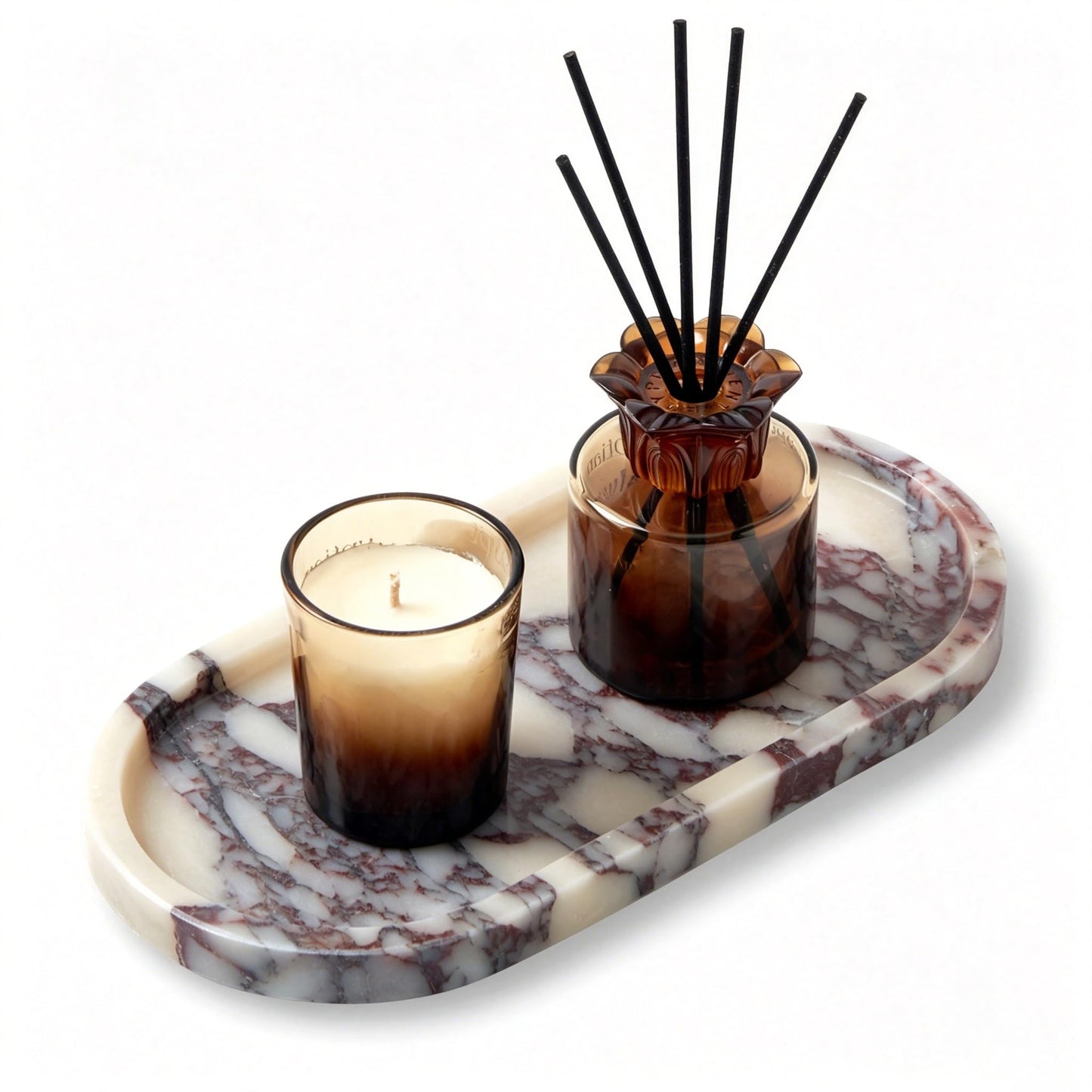 Luxury Natural Oval Marble Tray – 9.8 x 4.9-Inch Calacatta Viola Stone Vanity Tray, Small Catchall Organizer for Jewelry Perfume Keys, Decorative Trinket Tray for Bathroom Coffee Table & Dresser