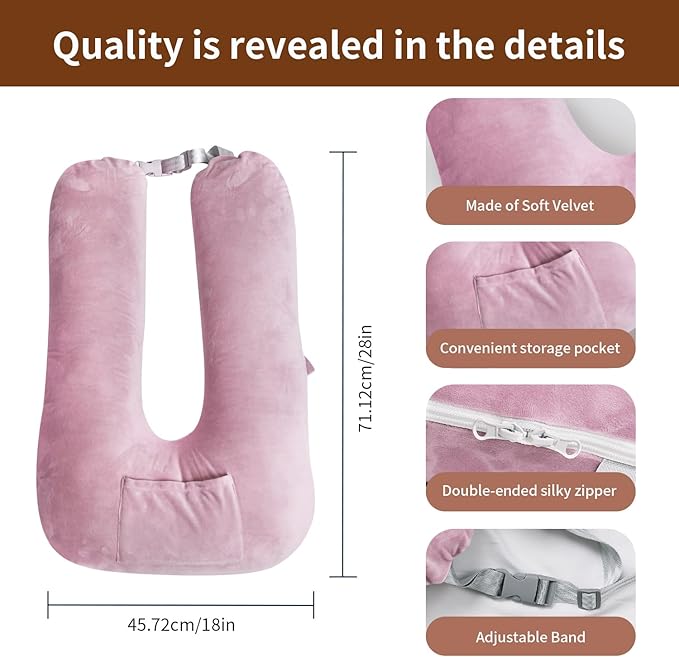 Travel Pillow, Car Pillow for Kids and Adults-Neck & Body Support，car Sleeping Pillow，Road Trip Essentials，Removable and Washable Covers，Skin-Friendly（Purple）