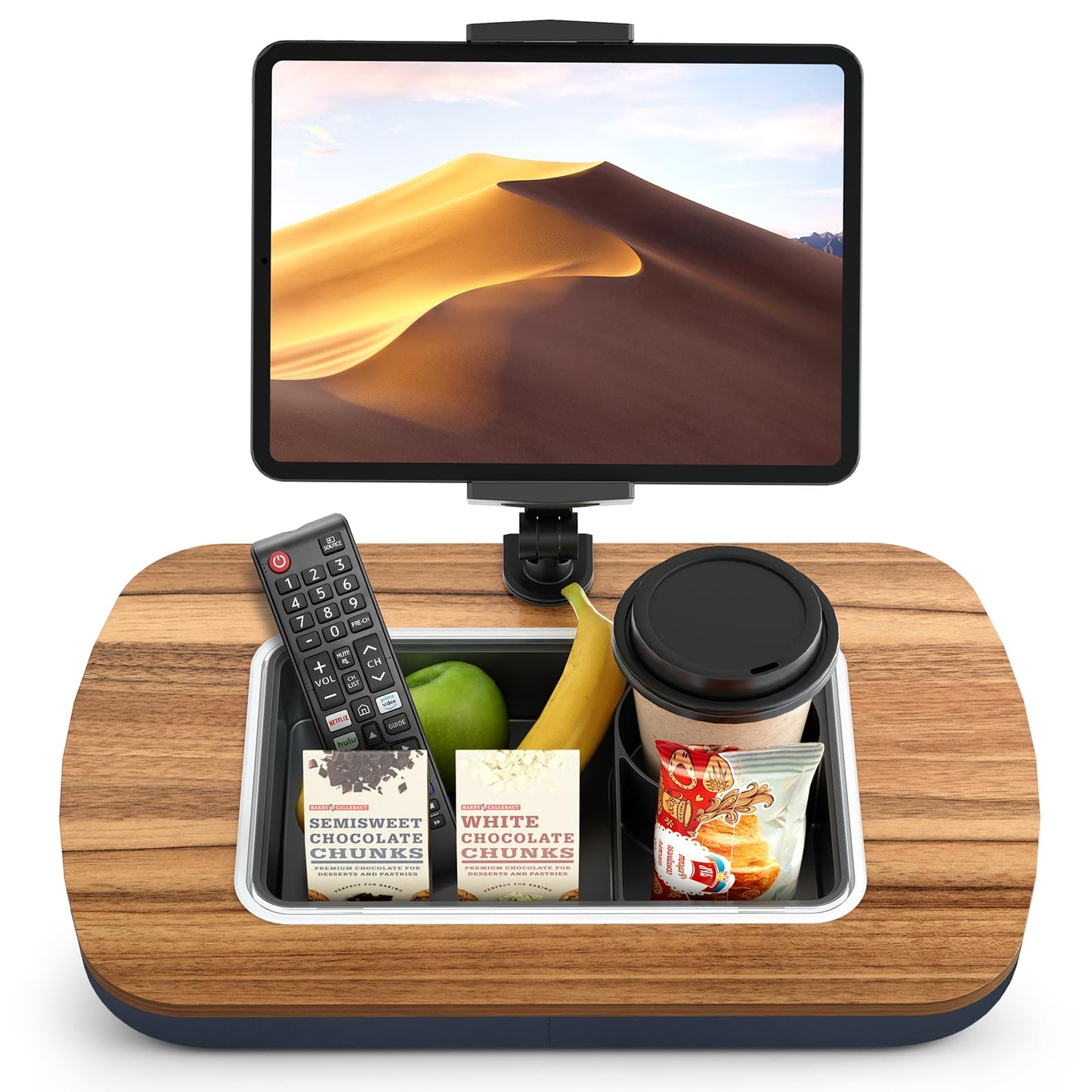 ERGONOV Tablet Pillow Stand for Lap Use,Adjustable iPad Holder with Snack Bowl,360° Rotating Clip for 4.7-13" Kindle,Phone,Tablet.Ideal for Hands-Free Reading and Relaxation on Bed,Couch,Recliner,Gray