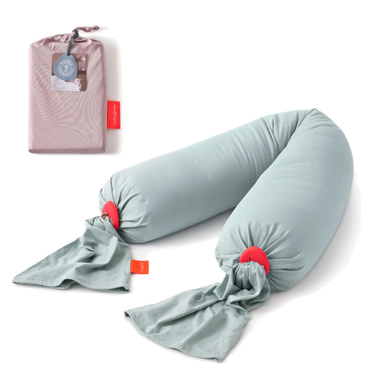 bbhugme Adjustable Pregnancy Pillow with Removable Eucalyptus Cover & Extra Dusty Pink Cover - Full Body Support for Pregnant Women