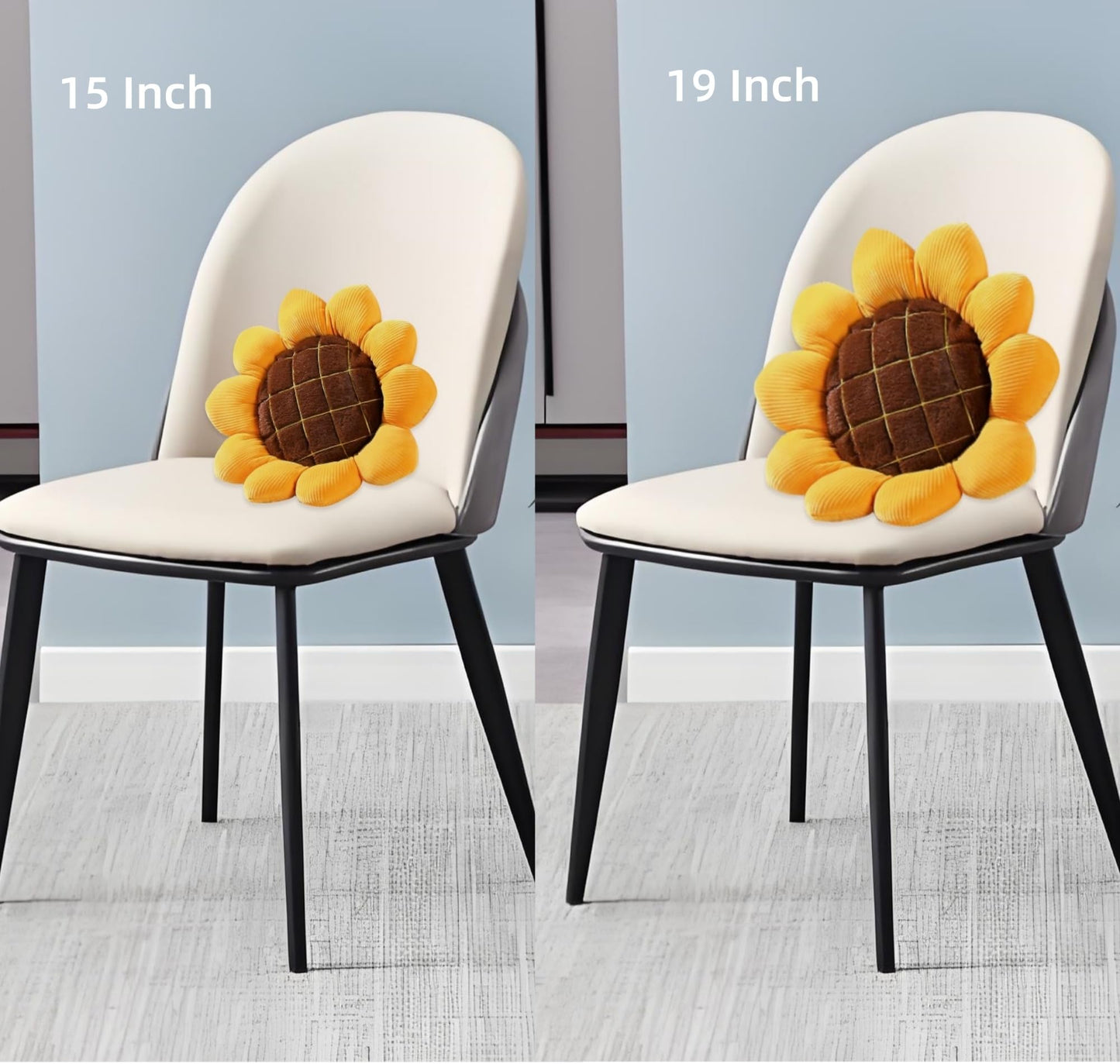 Nmkopzy 2 Pcs Sunflower Throw Pillow for Home Decor, Sunflower Shaped Pillows Large Flower Floor Seating Cushions Chair Pads for Bed Car Couch Office (19 Inch)