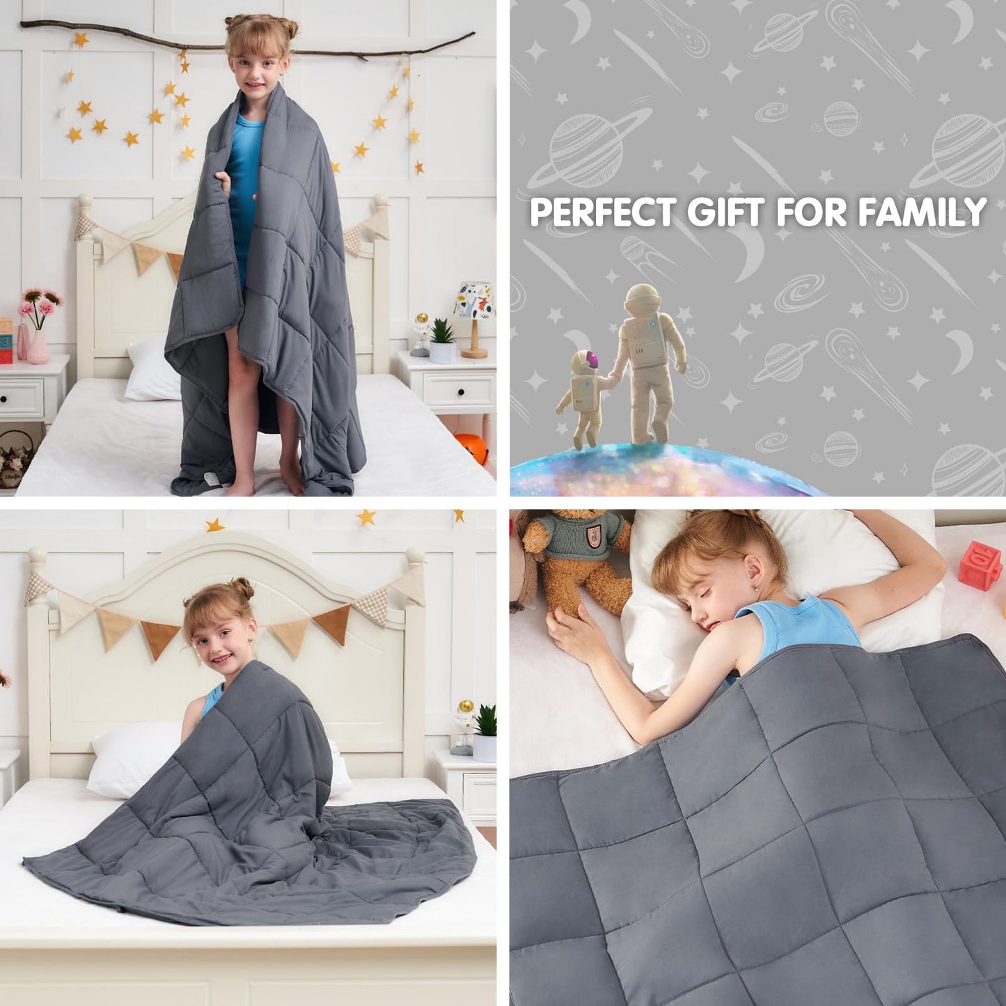 Weighted Blanket Kids 5lbs, 36"x48", Cooling Heavy Throw Blanket for 40-60lbs, Microfiber Soft Thick Big Blankets Weighted Comforter Breathable Gift, Grey