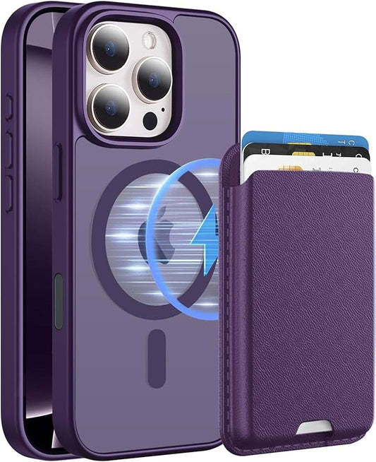 Ntwinro Magnetic for iPhone 16 Pro Case (Compatible with MagSafe) with Detachable Wallet & Card Holder for 3 Cards [RFID Blocking] Military Grade Protective Slim Phone Cover, Purple