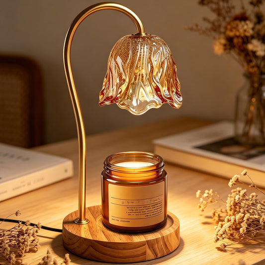 Candle Warmer Lamp with Timer 2 Bulbs Dimmable decorative floral Candle Warmer for Home Decor House Warming, Wax Melt Warmer for Scented Wax, Birthday Housewarming Mother's Day Decoration Her Him