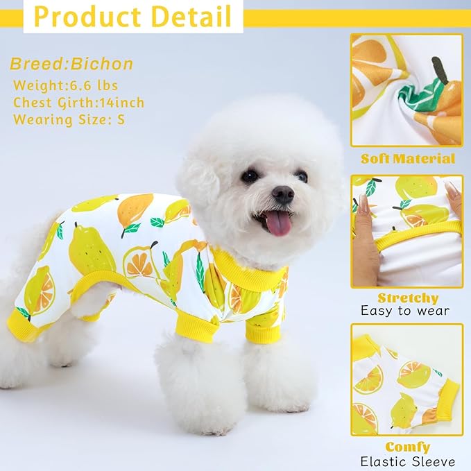 XPUDAC 4 Pieces Dog Pajamas Small Sized Dogs Boy Girl Strechy Soft Pjs Summer Pet Clothes for Dog Cat Puppy Onesies, XS