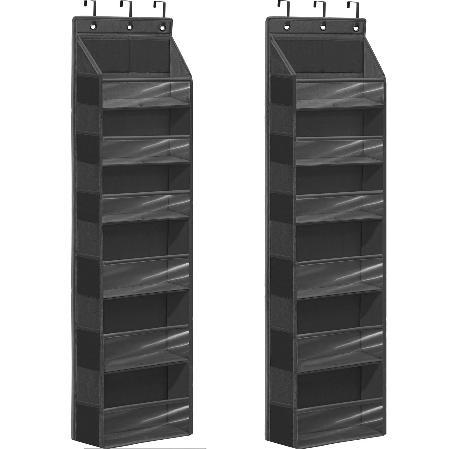 STORAGEIDEAS Over Door Organizer with 6 Extra Large Pockets and 12 Side Pockets, Large Capacity Hanging Storage Organizer with Clear Window for Shoes, Diapers, Black, 6 Layers, 2-Pack