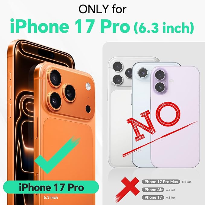 TUCCH Detachable Case Wallet for iPhone 17 Pro (6.3") 2025, Wrist Strap | 4 Card Slots RFID Blocking | Wireless Charging | Stand | 2-in-1 Magnetic | PU Leather | Shockproof Folio Cover | Orange