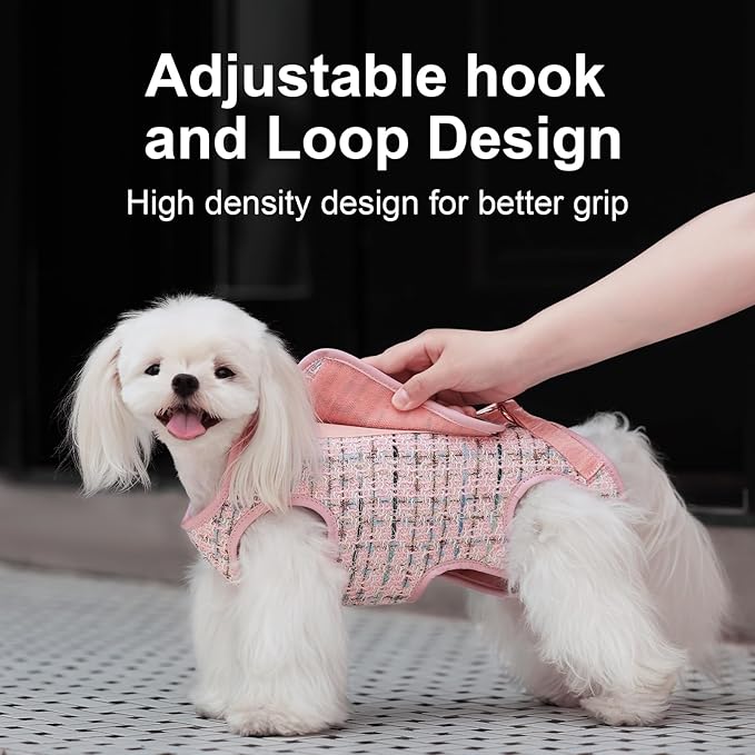 Wakytu Dog Lift Harness Dog Carrier Dog VES Harness Adjustable Dog Leash with Small Puppy Treat Bag（Pink,L）