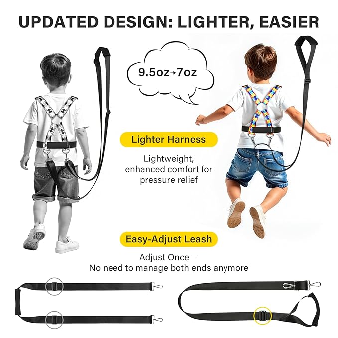 HOOMTREE Safety Harness Leash for Kids with Autism, Special Needs and Older Children Ages 3-6 | Adjustable Walking Harness with Grab Handle and Tether | Keep Active ADHD/ASD Autistic Kids Safe