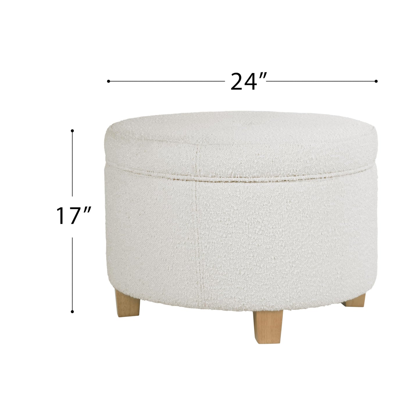 HomePop 24" Large Round Storage Ottoman - Cream Boucle