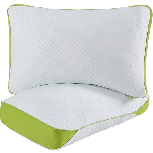 HKYLRAN Luxury Hotel Cooling Pillow for Sleeping,Medium Firm Shredded Memory Foam Pillows Queen Size Set of 2,with Zipper Adjustable Supportive