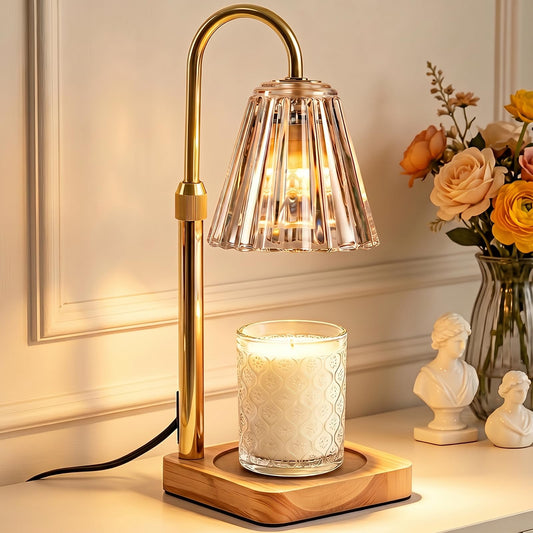 Marycele Candle Warmer Lamp with Timer & Dimmer - Mothers Day Gifts for Women Mom Her, Aesthetic Office Home Decor, Adjustable Height Wax Melter for Candle Jar & 3-Wick Candles (2 Bulbs Included)