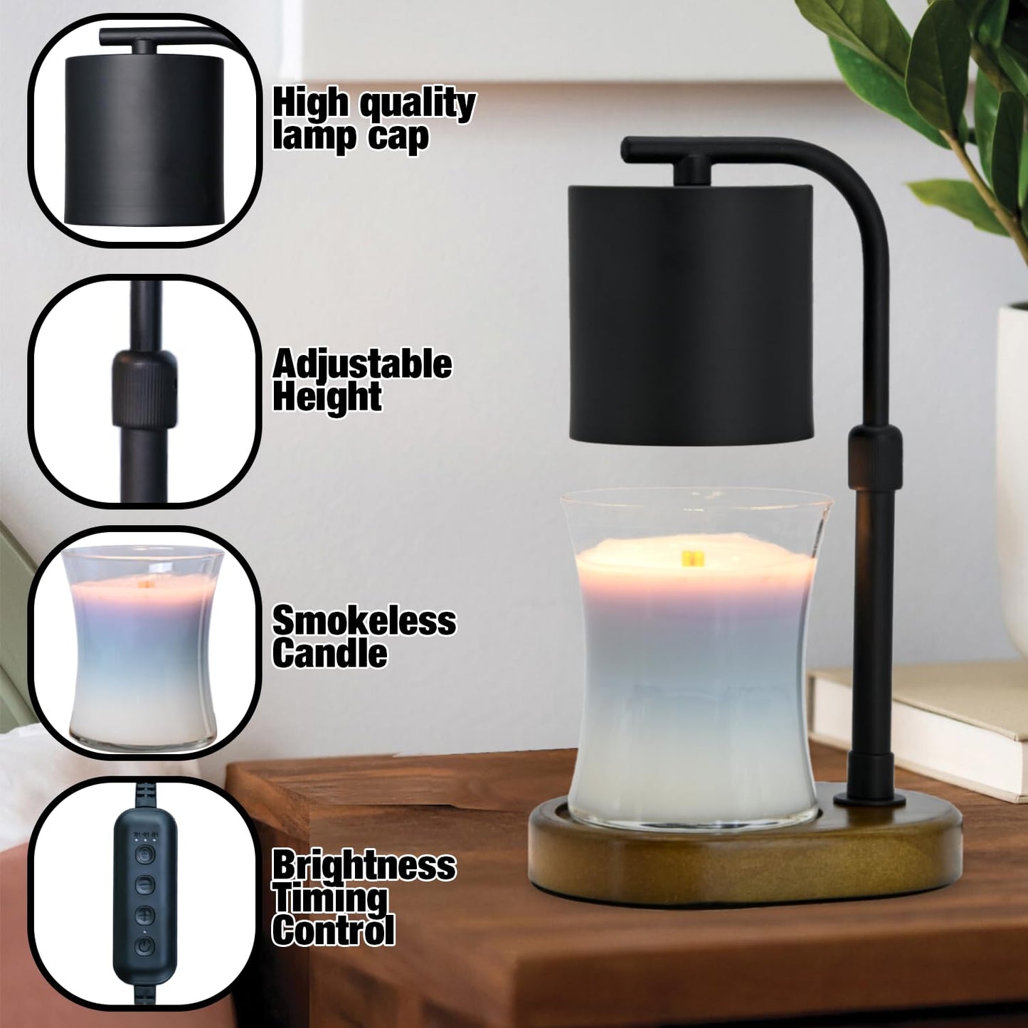 Eandisom Candle Warmer Lamp Timer - Birthday Gifts for Women Black