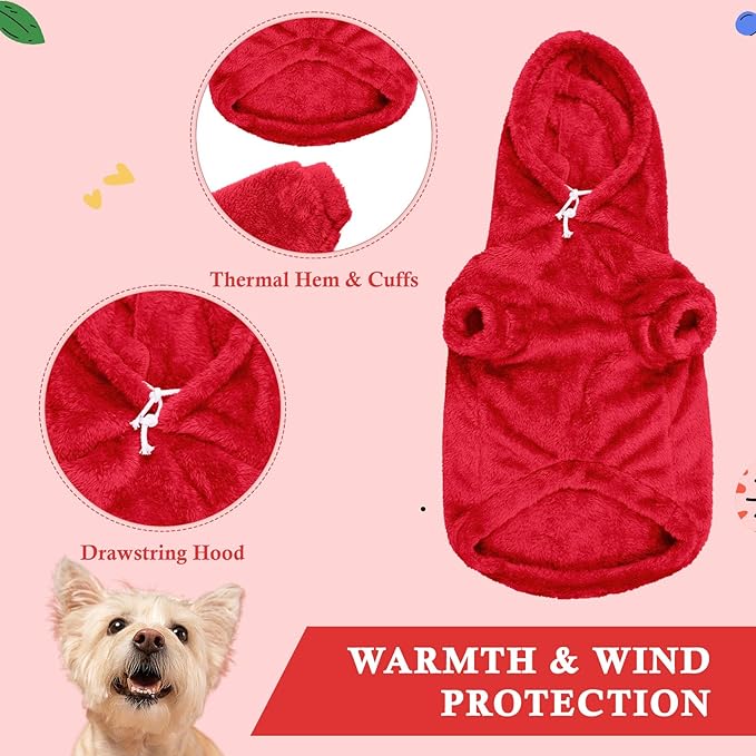 5XL Dog Sweaters for Large Dogs,Extra-Large Dog Hoodie,Warm Fuzzy Fleece Sweatshirt with Hood & Pocket,Leash Hole,Cozy Cold Weather Pet Clothes Sweater Hoodie for Large Dogs(Red,5XL)