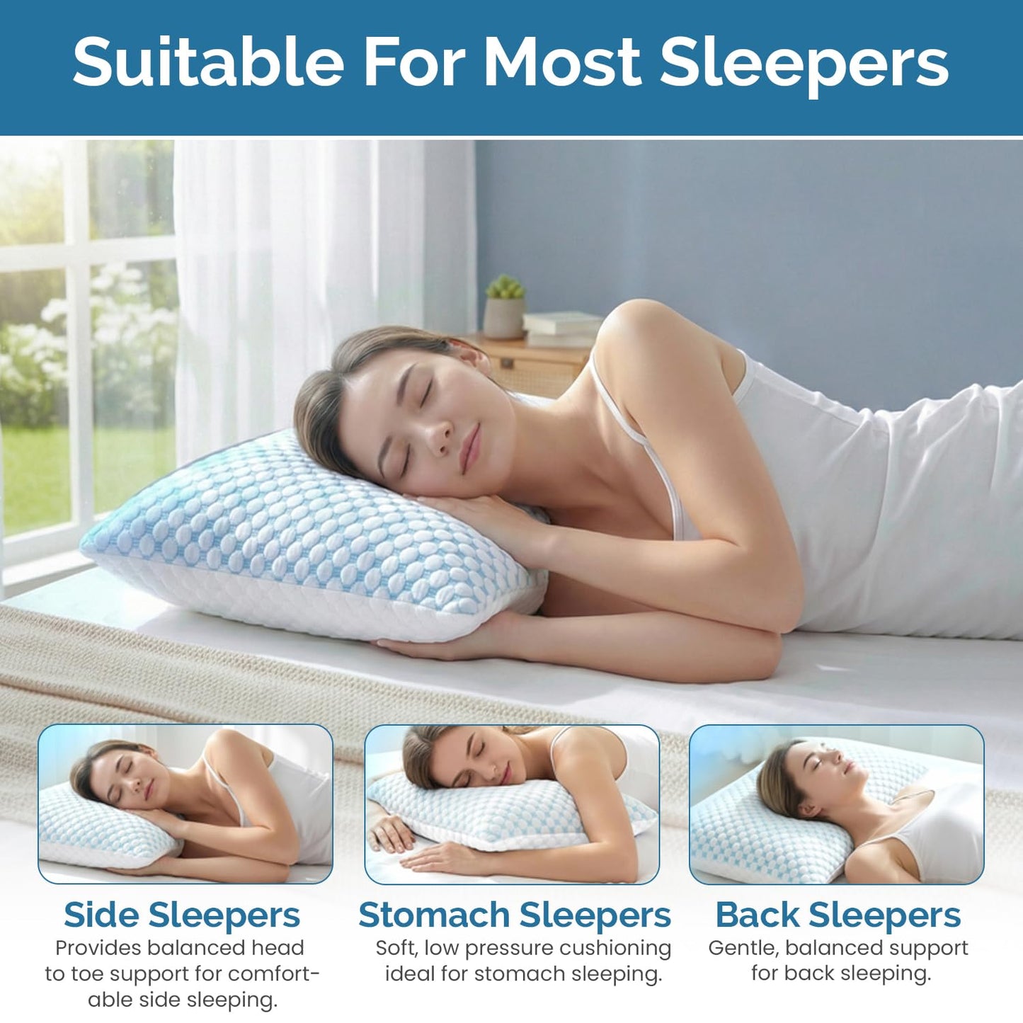 Cooling Memory Foam Queen Size Pillows 2 Pack: Adjustable firm Hotel Sleeping Pillows with Cool Removable Cover for Hot Sleepers. Perfect Support for Side Back Stomach Sleepers & Pain. Easy Wash