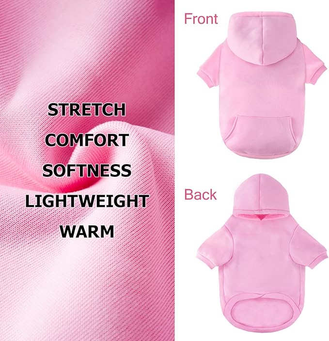 BAOBICUTE Dog Basic Hoodie Soft Dog Clothes Cold Weather Sweaters for Medium Large Dogs Cozy Fabric Warm Sweatshirt with Leash Hole (Pink, XXL (Back: 30.71",Chest:37", Neck: 27.56"))