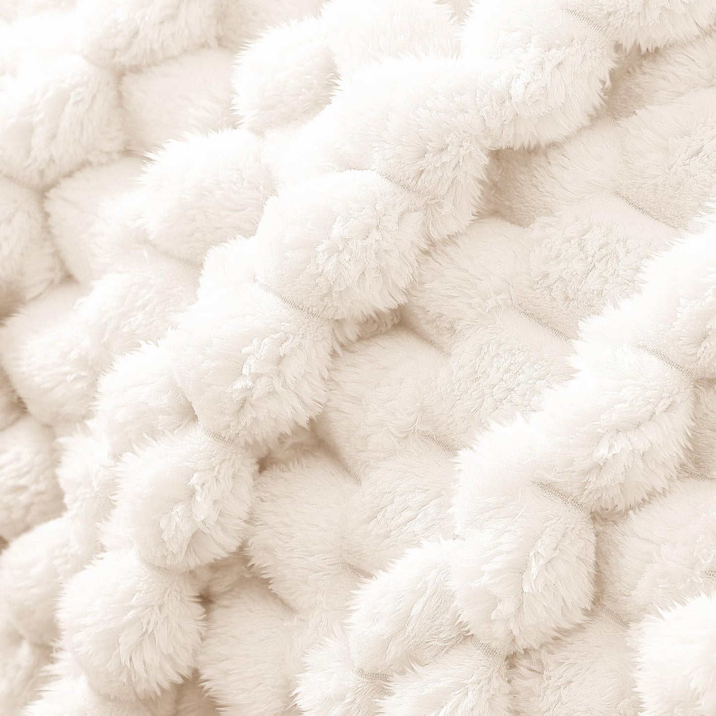 Whale Flotilla Fleece Queen Size Bed Blankets, Luxury Super Soft Lightweight Breathable Summer Bedspread Coverlet, 3D Jacquard Cozy Fluffy Plush Decorative Blanket for Bed, 90x90 Inch, Ivory